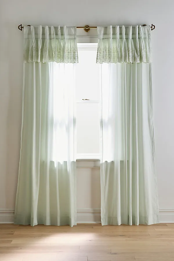 Overdyed Eyelet Sheer Curtain - Green, Cotton product