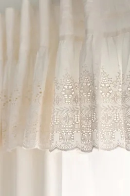 Overdyed Eyelet Sheer Curtain - Ivory, Cotton by Anthropologie, alternate view