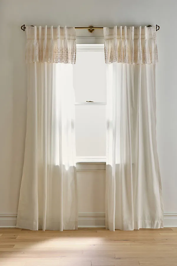 Overdyed Eyelet Sheer Curtain - Ivory, Cotton by Anthropologie