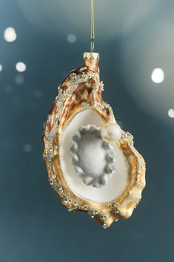 Oyster Glass Ornament - Gold by Anthropologie