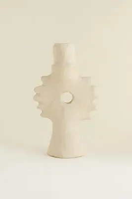 Paper Mâché Spiked Taper Candle Holder - White product
