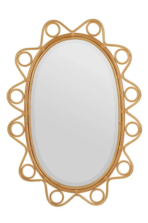 Park and Oak x Cooper Classics Elin Geometric Wall Mirror - Beige, Rattan product