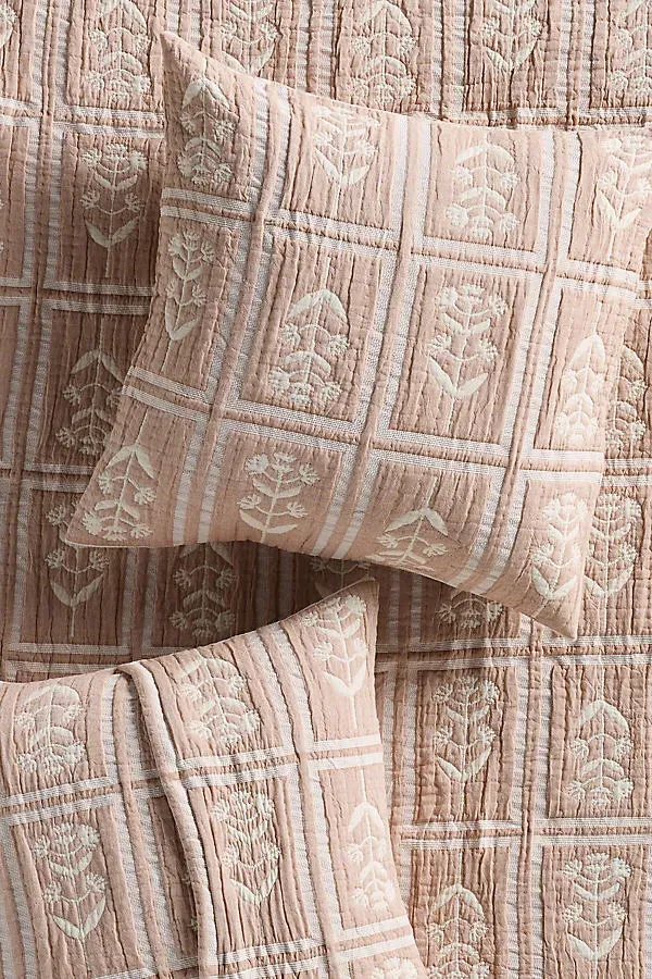 Parker Floral Woven Euro Sham - Beige, Polyester/Cotton product