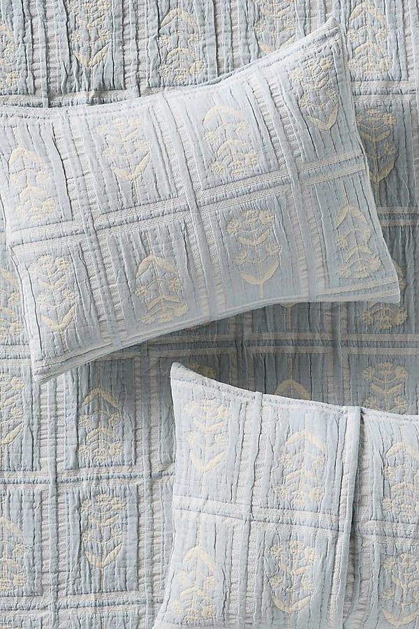 Parker Floral Woven Pillowcases Set of 2 - Blue, Cotton product