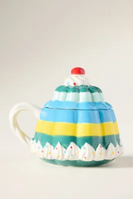 Patisserie Lidded Mug - Blue, Stoneware by Anthropologie, image 2