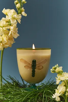 Pauline Floral Glass Dragonfly Candle - Fresh Grass & Hyacinth product