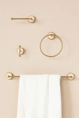 Pauline Towel Hook - Beige, Brass & Acacia Wood alternate view