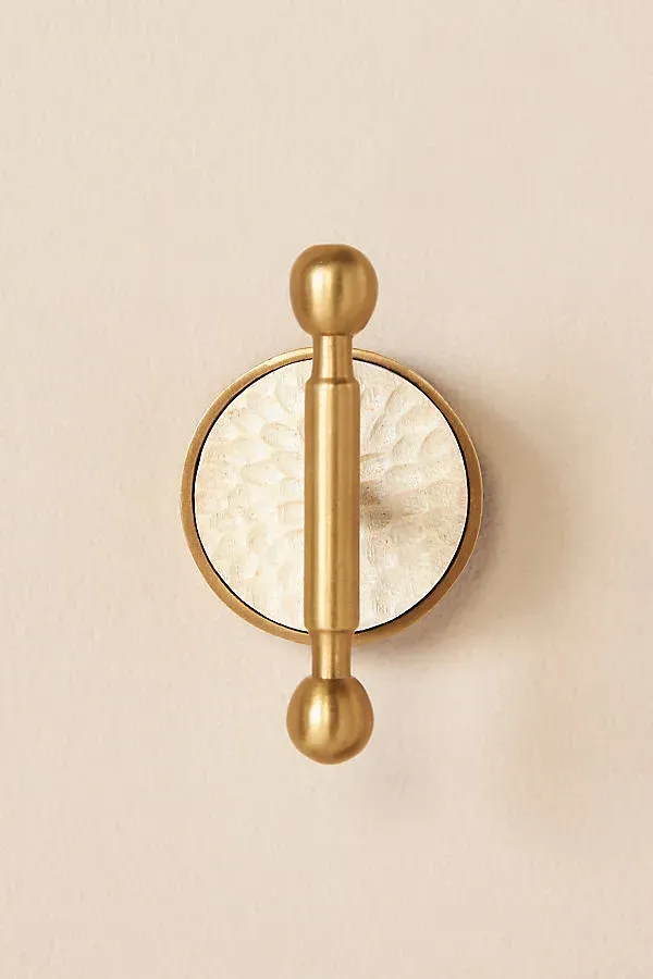 Pauline Towel Hook - Beige, Brass & Acacia Wood product