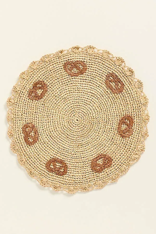 Payton James Handwoven Pretzel Placemat - Brown, Raffia Palm product