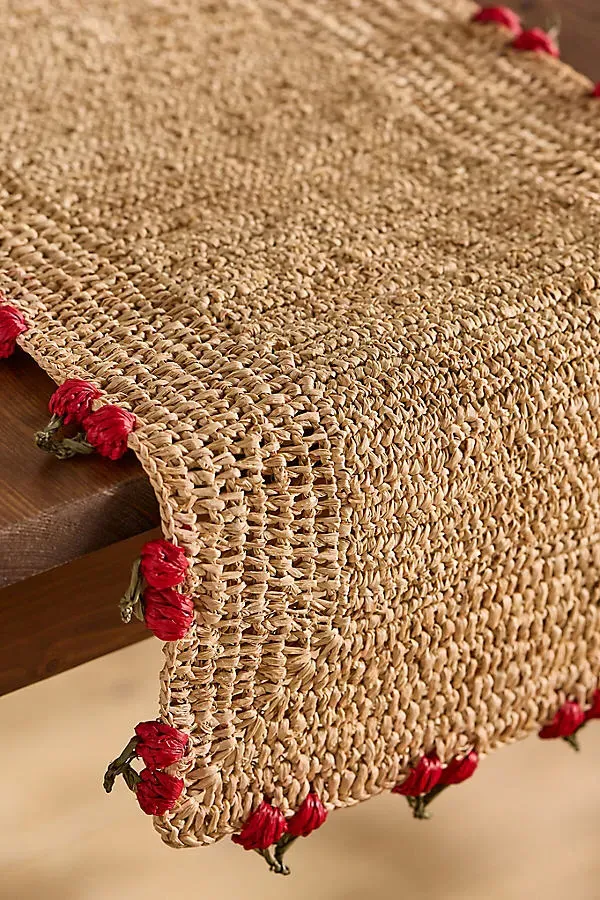 Payton James Sun Daze Handwoven Runner - Red, Raffia product