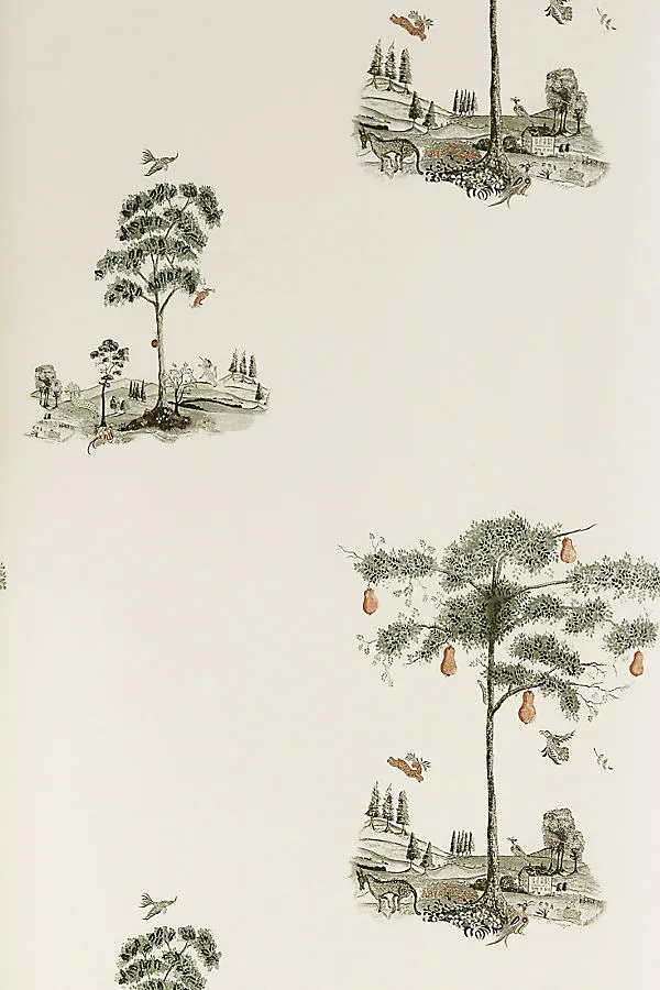 Pear Tree Wallpaper - Grey, Polyester product