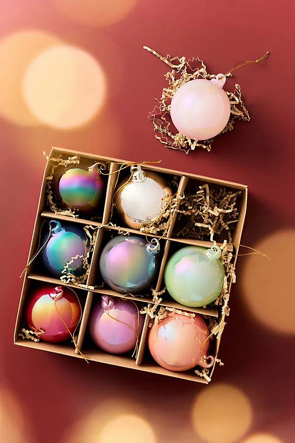 Pearlized Bauble Ornaments - Red, Glass by Anthropologie