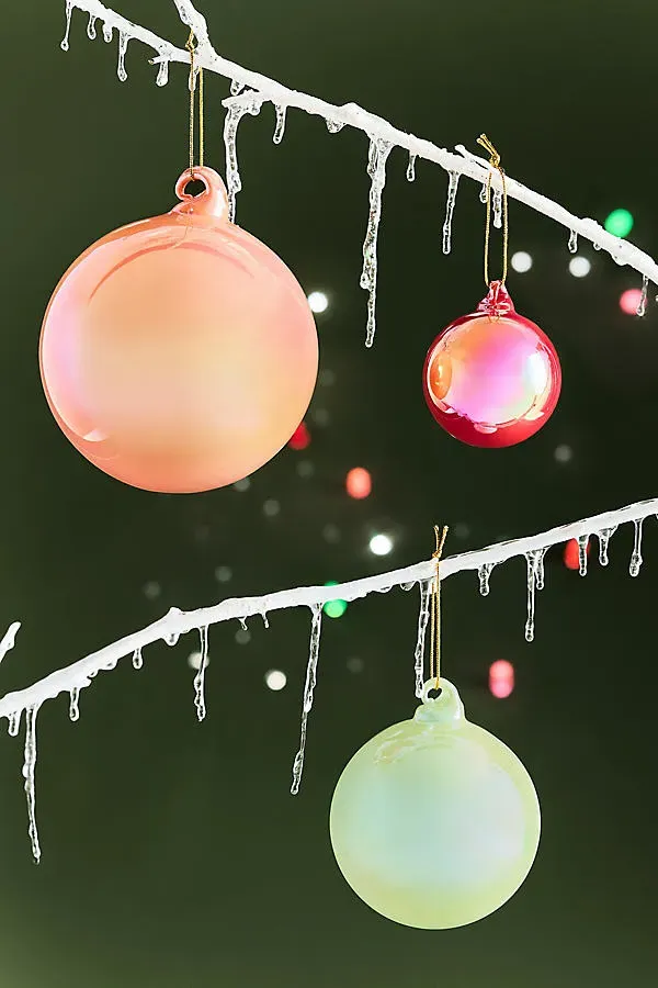 Pearlized Bauble Ornaments - White, Glass by Anthropologie, alternate view