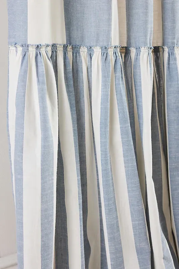 Peggy Ruffle Striped Curtain - Blue, Cotton product