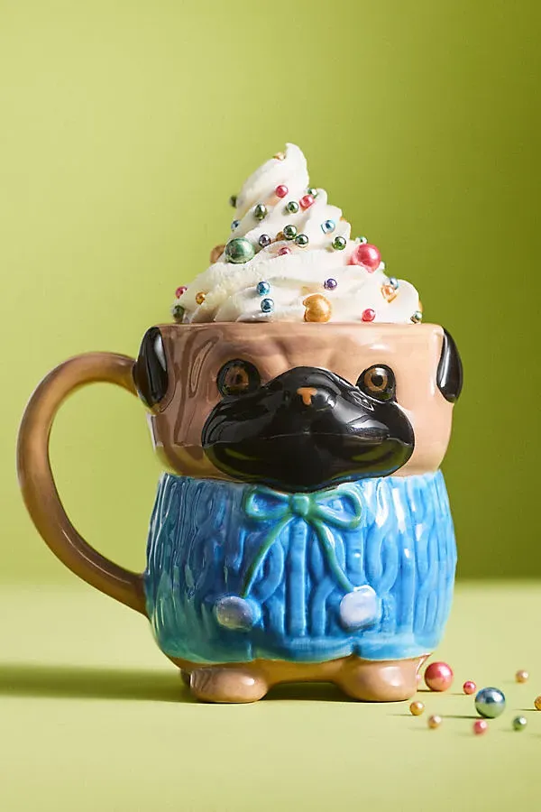 Peluche Pet Stoneware Mug - Beige by Anthropologie