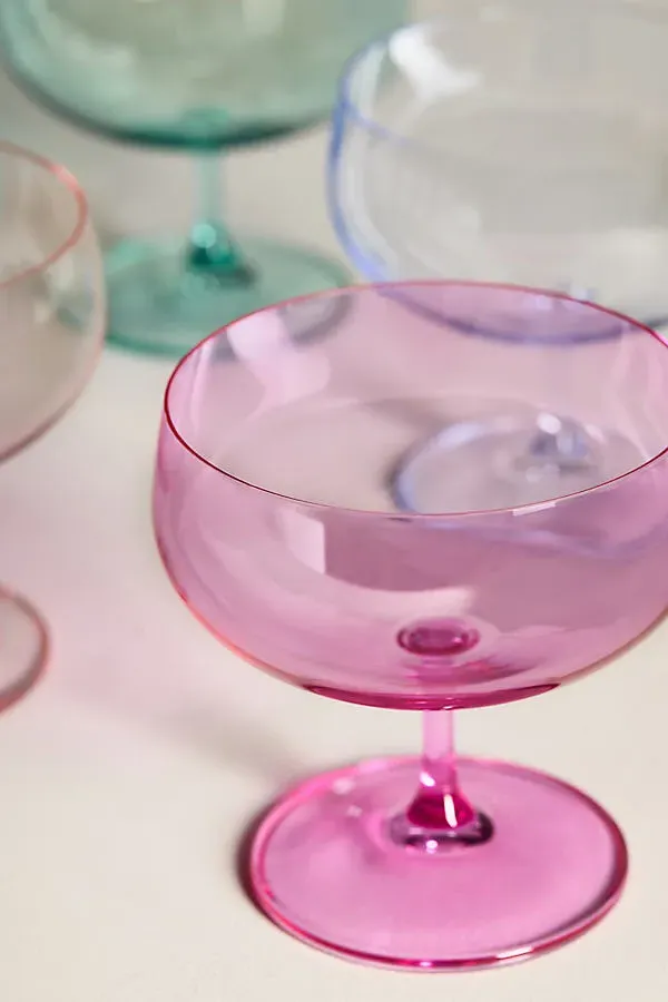 Peony Coupe Glasses Set of 4, Cristallin Glass by Anthropologie, alternate view