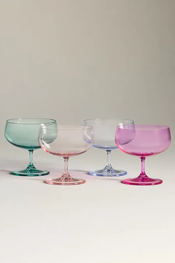 Peony Coupe Glasses Set of 4, Cristallin Glass by Anthropologie