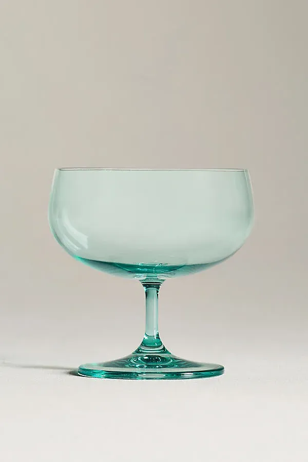 Peony Coupe Glasses Set of 4 - Green, Cristallin Glass by Anthropologie