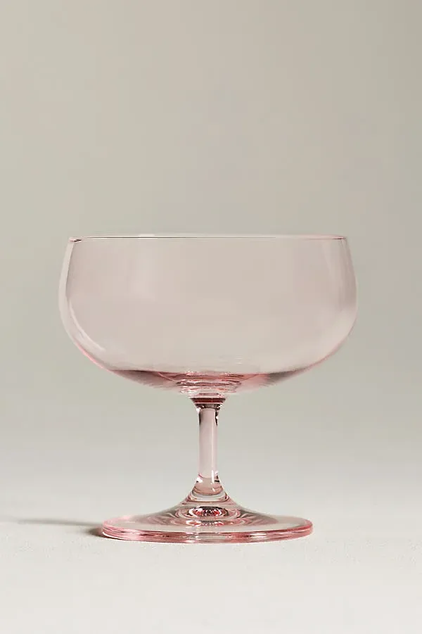 Peony Coupe Glasses Set of 4 - Pink, Cristallin Glass by Anthropologie
