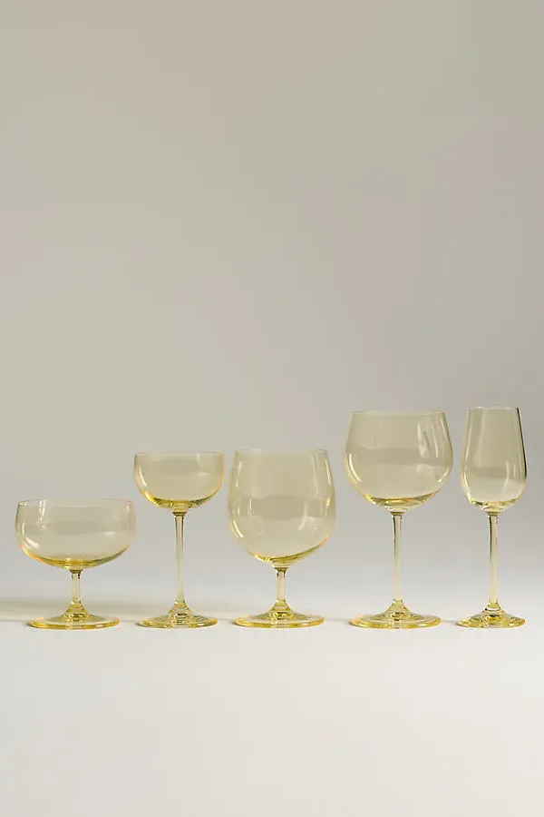 Peony Coupe Glasses Set of 4 - Yellow, Cristallin Glass by Anthropologie