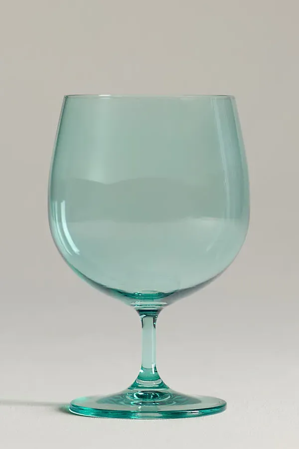 Peony Goblet Glasses Set of 4 - Mint, Cristallin Glass by Anthropologie