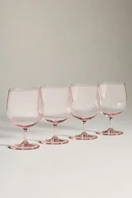 Peony Goblet Glasses Set of 4 - Pink, Cristallin Glass by Anthropologie, alternate view