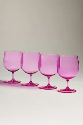 Peony Goblet Glasses Set of 4 - Pink, Cristallin Glass by Anthropologie, image 2
