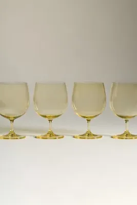 Peony Goblet Glasses Set of 4 - Yellow, Cristallin Glass by Anthropologie, image 2