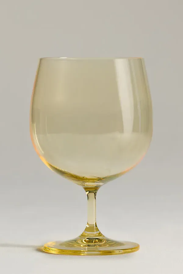 Peony Goblet Glasses Set of 4 - Yellow, Cristallin Glass by Anthropologie