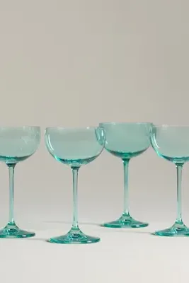 Peony Nick & Nora Glasses Set of 4 - Green, Cristallin Glass by Anthropologie, alternate view