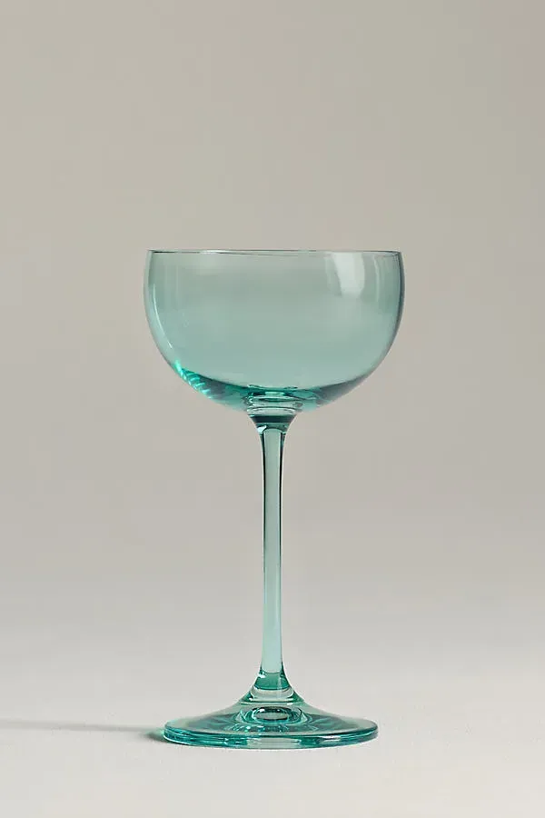 Peony Nick & Nora Glasses Set of 4 - Green, Cristallin Glass by Anthropologie