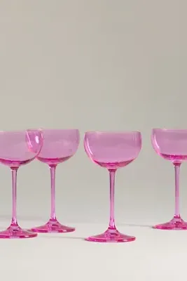 Peony Nick & Nora Glasses Set of 4 - Pink, Cristallin Glass by Anthropologie, alternate view