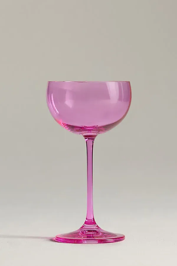Peony Nick & Nora Glasses Set of 4 - Pink, Cristallin Glass by Anthropologie