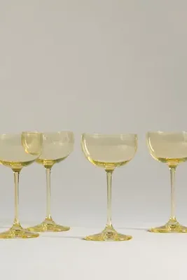 Peony Nick & Nora Glasses Set of 4 - Yellow, Cristallin Glass by Anthropologie, image 2