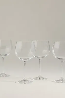 Peony Red Wine Glasses Set of 4 - Clear, Cristallin Glass by Anthropologie, alternate view