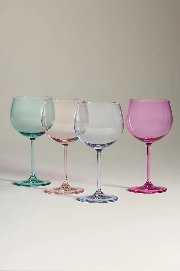 Peony Red Wine Glasses Set of 4 - Cristallin Glass by Anthropologie