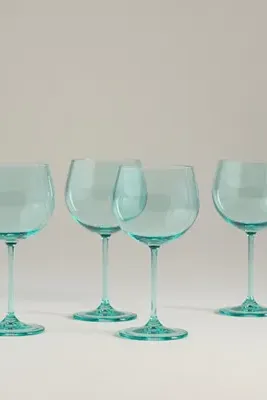 Peony Red Wine Glasses Set of 4 - Green, Cristallin Glass by Anthropologie, alternate view