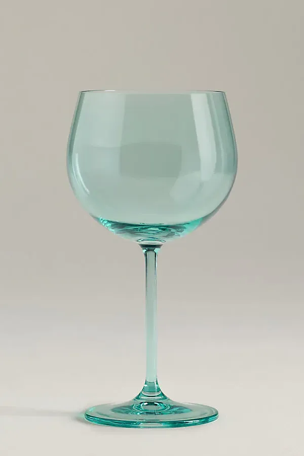 Peony Red Wine Glasses Set of 4 - Green, Cristallin Glass by Anthropologie