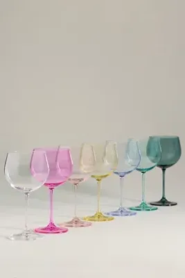 Peony Red Wine Glasses Set of 4 - Mint, Cristallin Glass by Anthropologie, alternate view