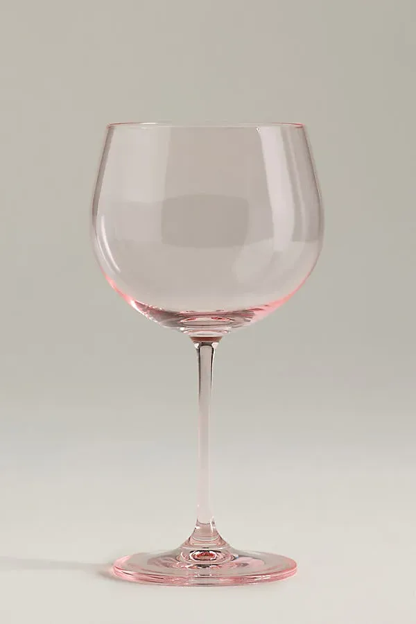 Peony Red Wine Glasses Set of 4 - Pink, Cristallin Glass by Anthropologie