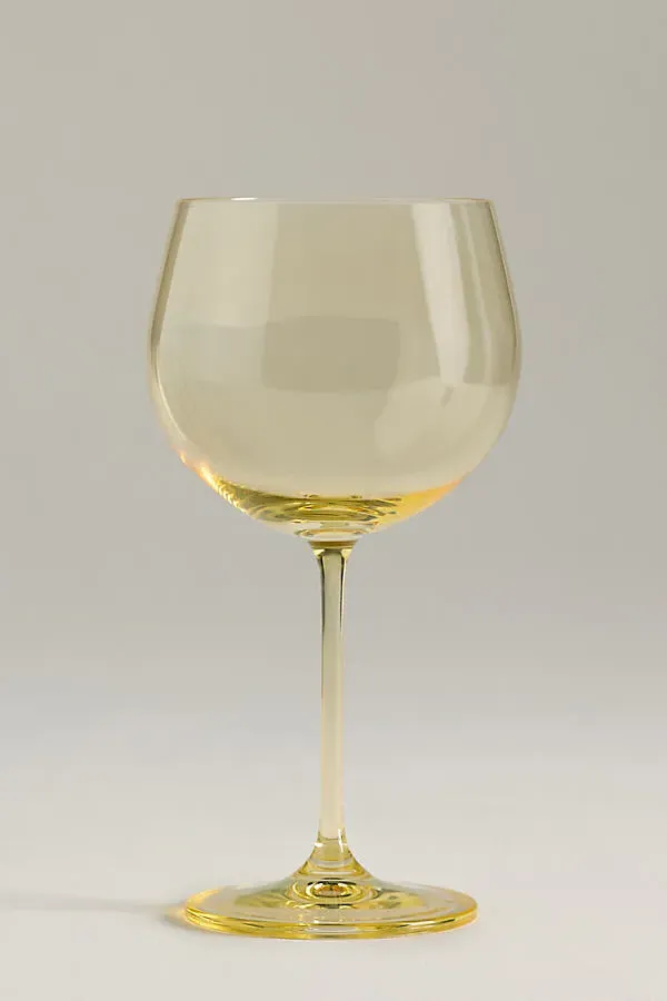 Peony Red Wine Glasses Set of 4 - Yellow, Cristallin Glass by Anthropologie