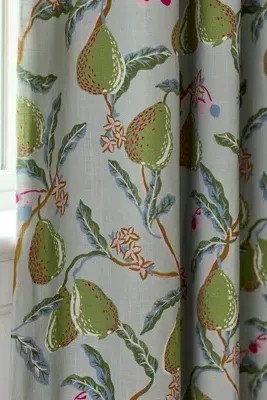 Pera Pear Printed Blackout Curtain - Blue, Cotton by Anthropologie, image 2