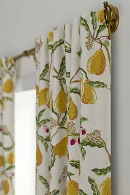 Pera Pear Printed Blackout Curtain - Yellow, Cotton by Anthropologie, image 2
