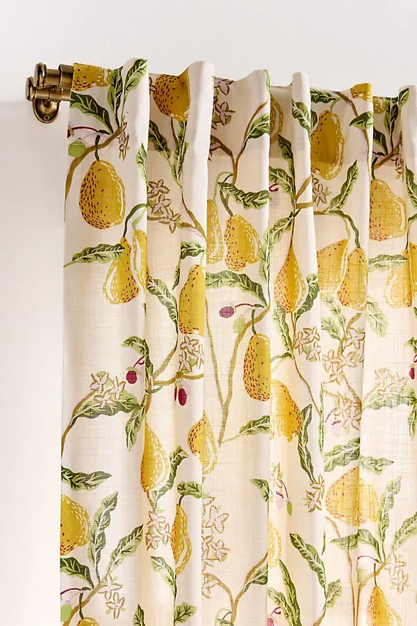 Pera Pear Printed Curtain - Yellow, Organic Cotton product