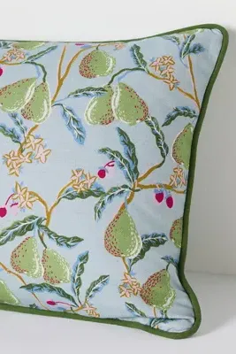 Pera Printed Fruits Pillow - Blue, Cotton/Linen product