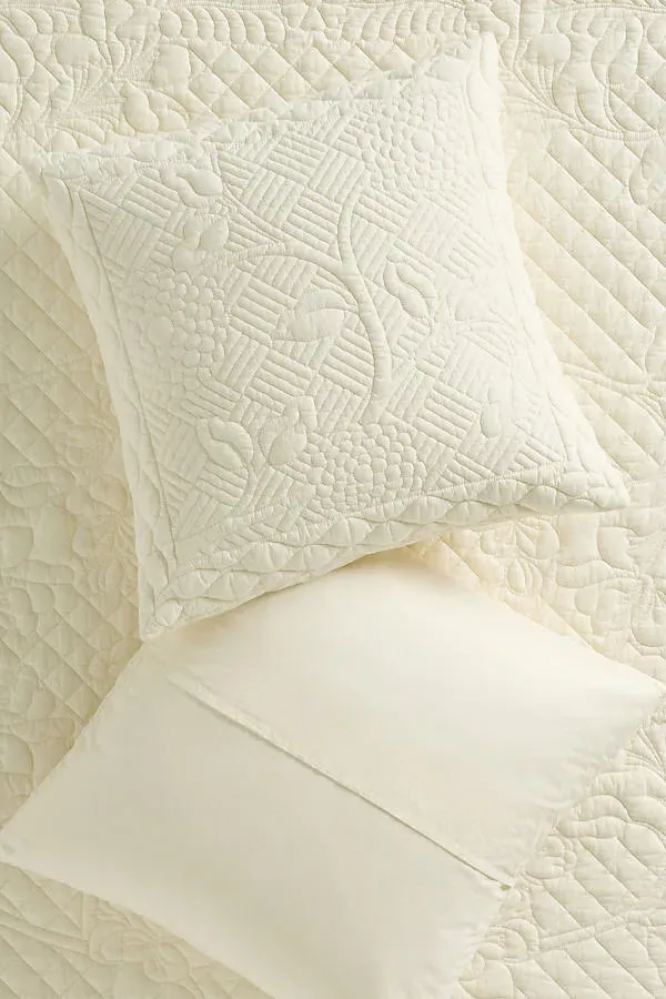 Peyton Cotton Embroidered Euro Sham - Ivory product