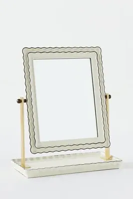 Philippa Wavy Scalloped Tabletop Vanity Mirror - Black product