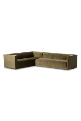Phillip L-Shaped Sectional Sofa - Green, Polyester/Cotton product