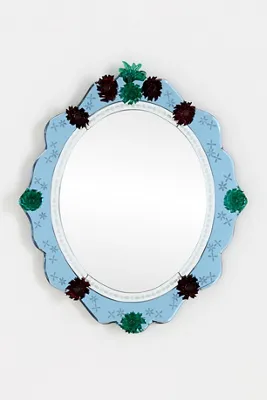 Philomena Venetian Floral Oval Wall Mirror - Blue product