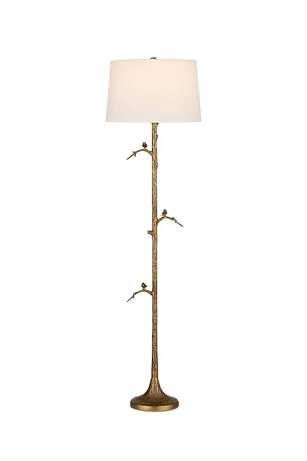 Piaf Branch-Inspired Floor Lamp - Gold, Linen by Anthropologie